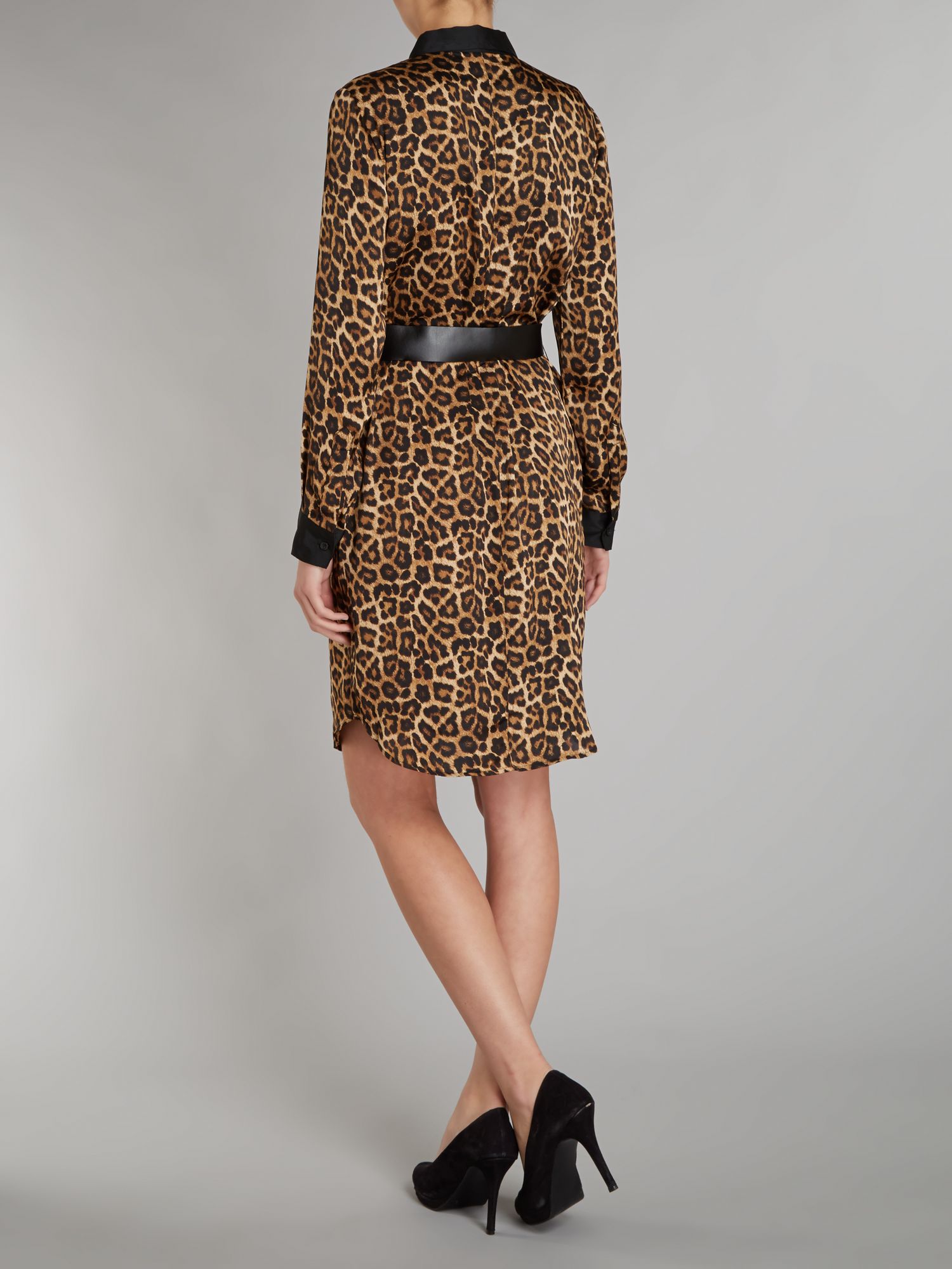 Michael kors Leopard Print Shirt Dress with Belt | Lyst