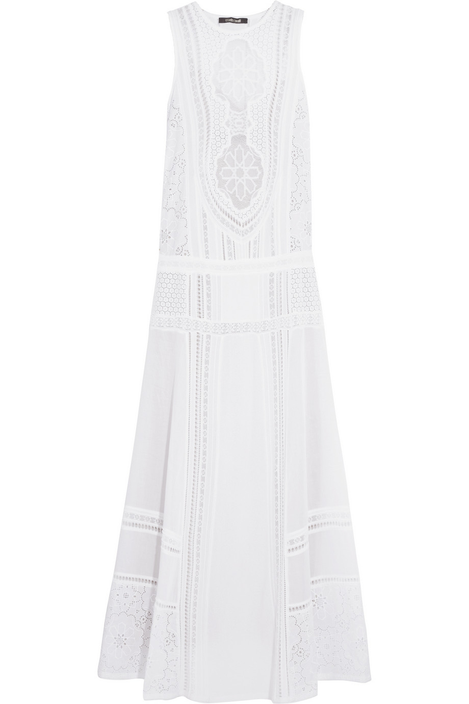 Lyst - Roberto Cavalli Cotton and Crocheted Lace Maxi Dress in White