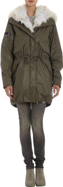 Sam. Detachable Fur Lined Hooded Parka in Green | Lyst
