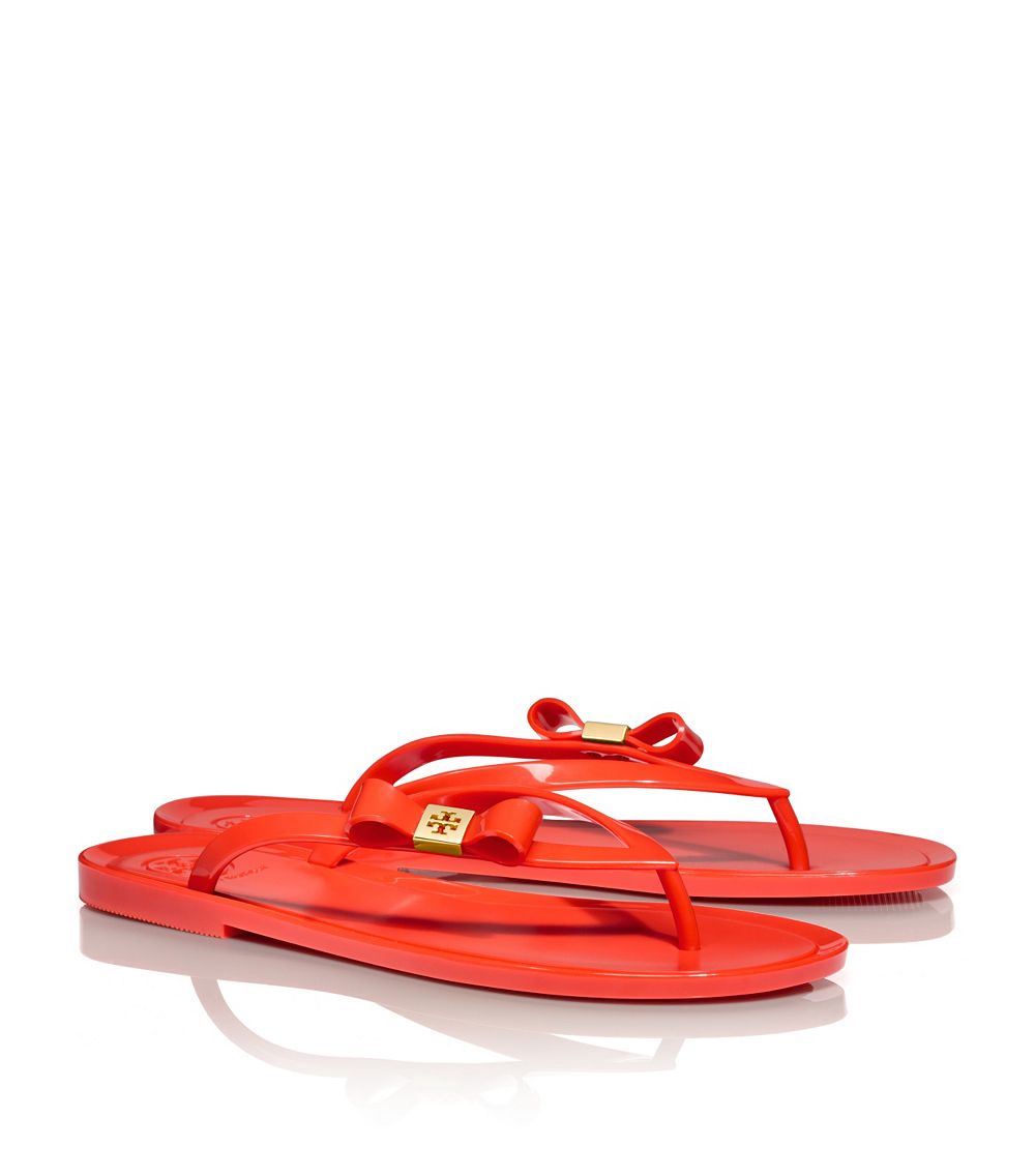 Tory Burch Michaela Bow Jelly Flip Flop in Red (TIGER LILY) | Lyst