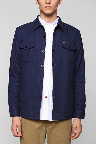 Urban Outfitters Obey Field Master Button Down Shirt Jacket in Blue ...