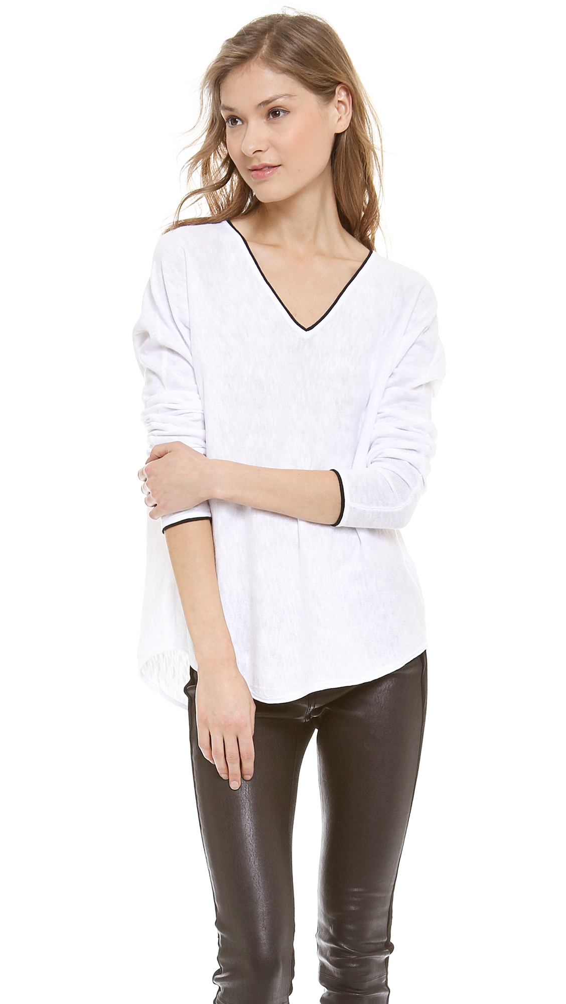 loose white v neck