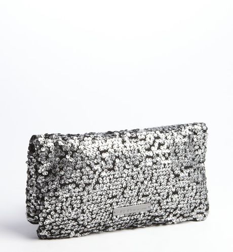 Bcbgeneration Pewter Sequin Bailey Foldover Clutch Bag in Silver ...