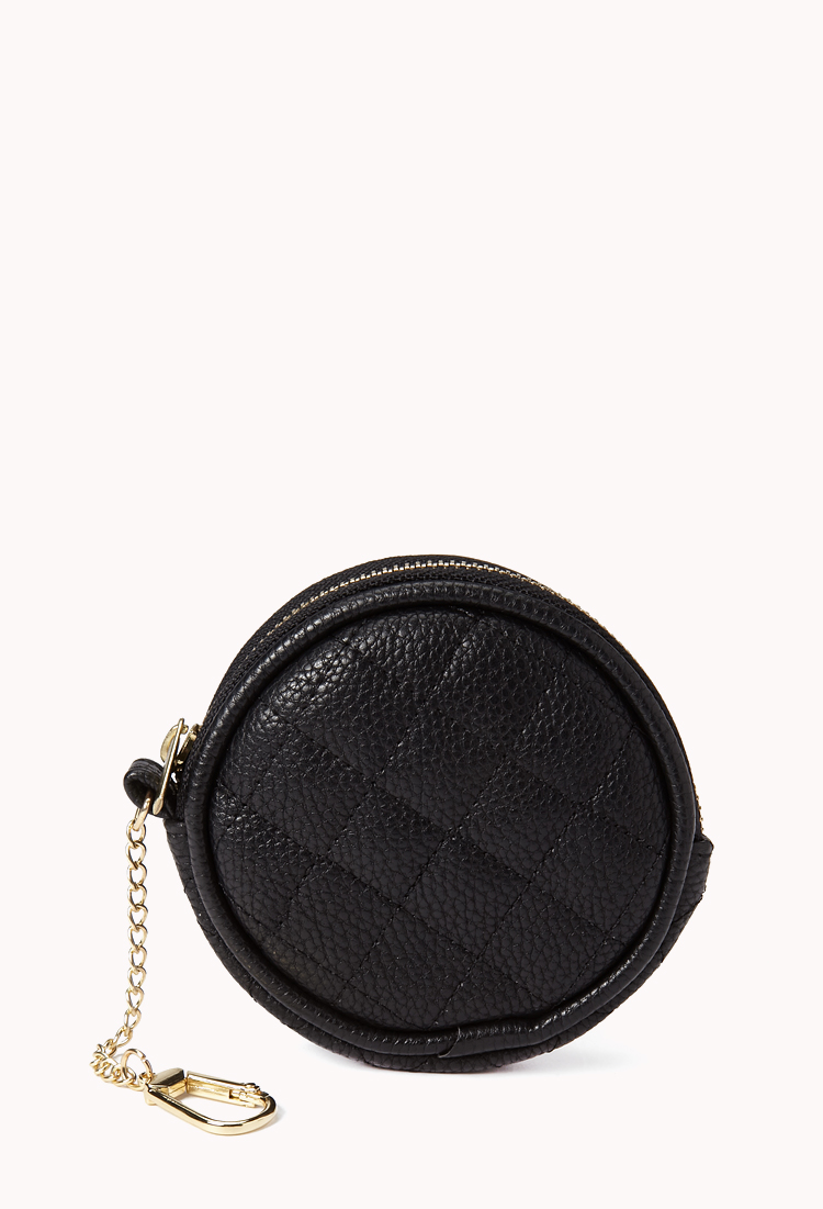 Forever 21 Iconic Round Keyring Coin Purse in Black | Lyst