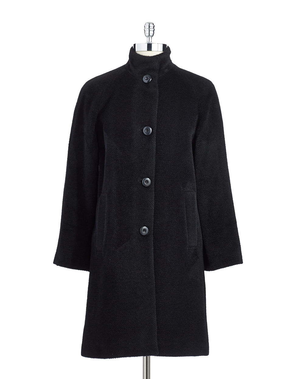 Jones New York Petite Wool Blend Car Coat in Black | Lyst