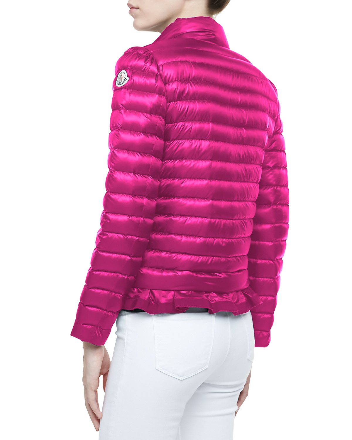 Lyst - Moncler Peplum Puffer Jacket in Pink