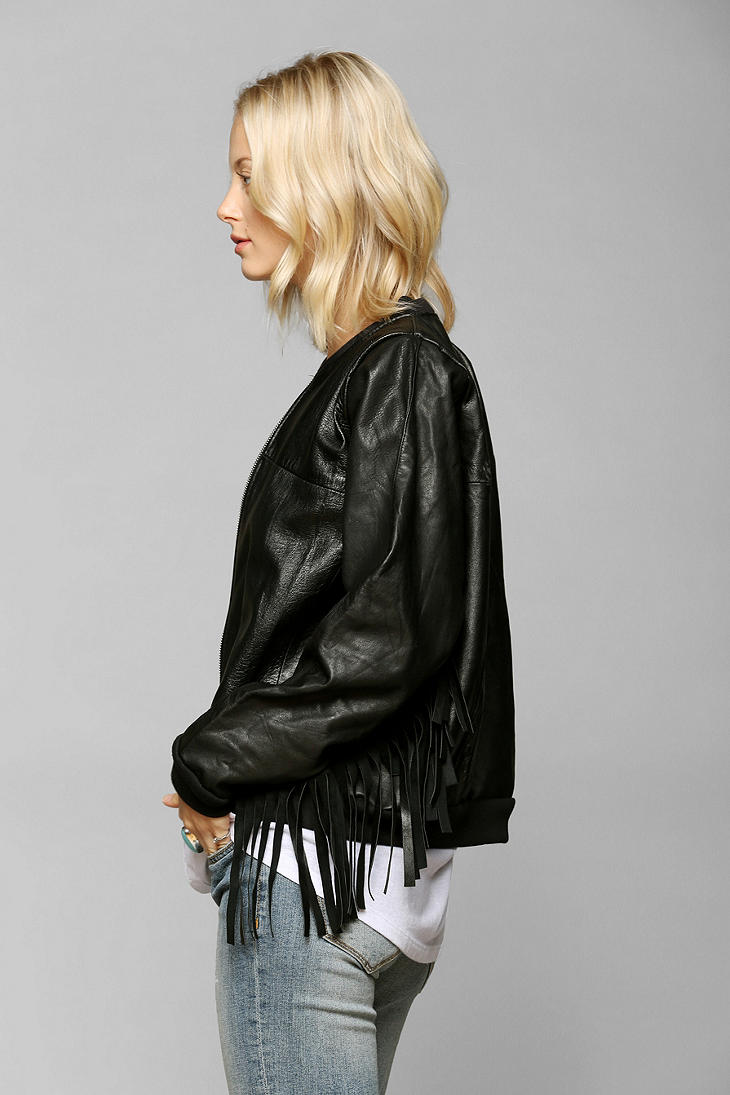 Lyst - Urban Outfitters Rag Union X Urban Renewal Leather Fringe Bomber