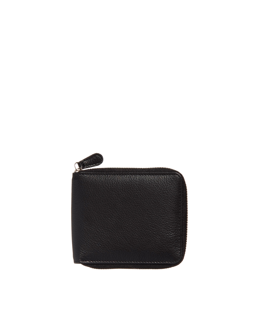 Asos Leather Zip Around Wallet in Black for Men | Lyst