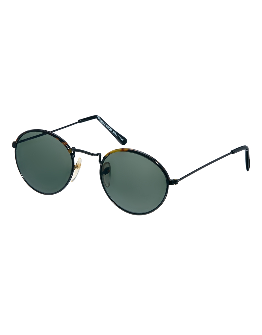 Lyst Asos Reclaimed Vintage Round Sunglasses In Black