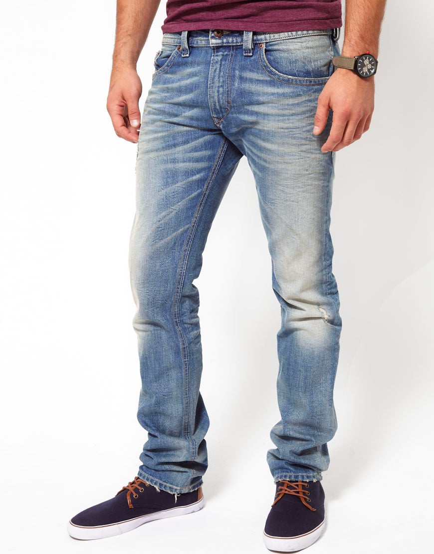 Diesel Jeans Thavar Slim Fit Light Wash in Blue for Men | Lyst