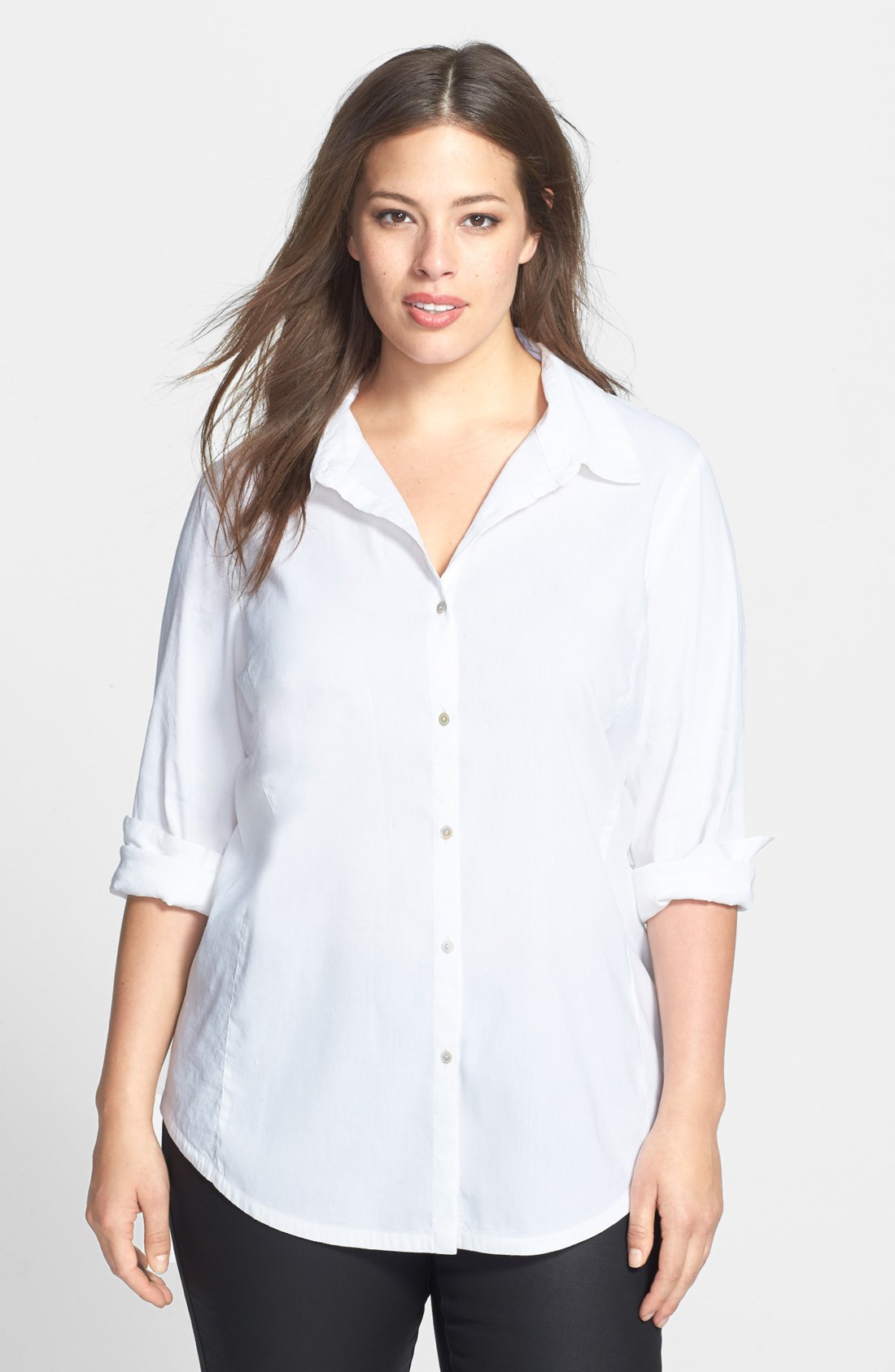 Eileen Fisher Classic Collar Linen Blend Shirt in White | Lyst