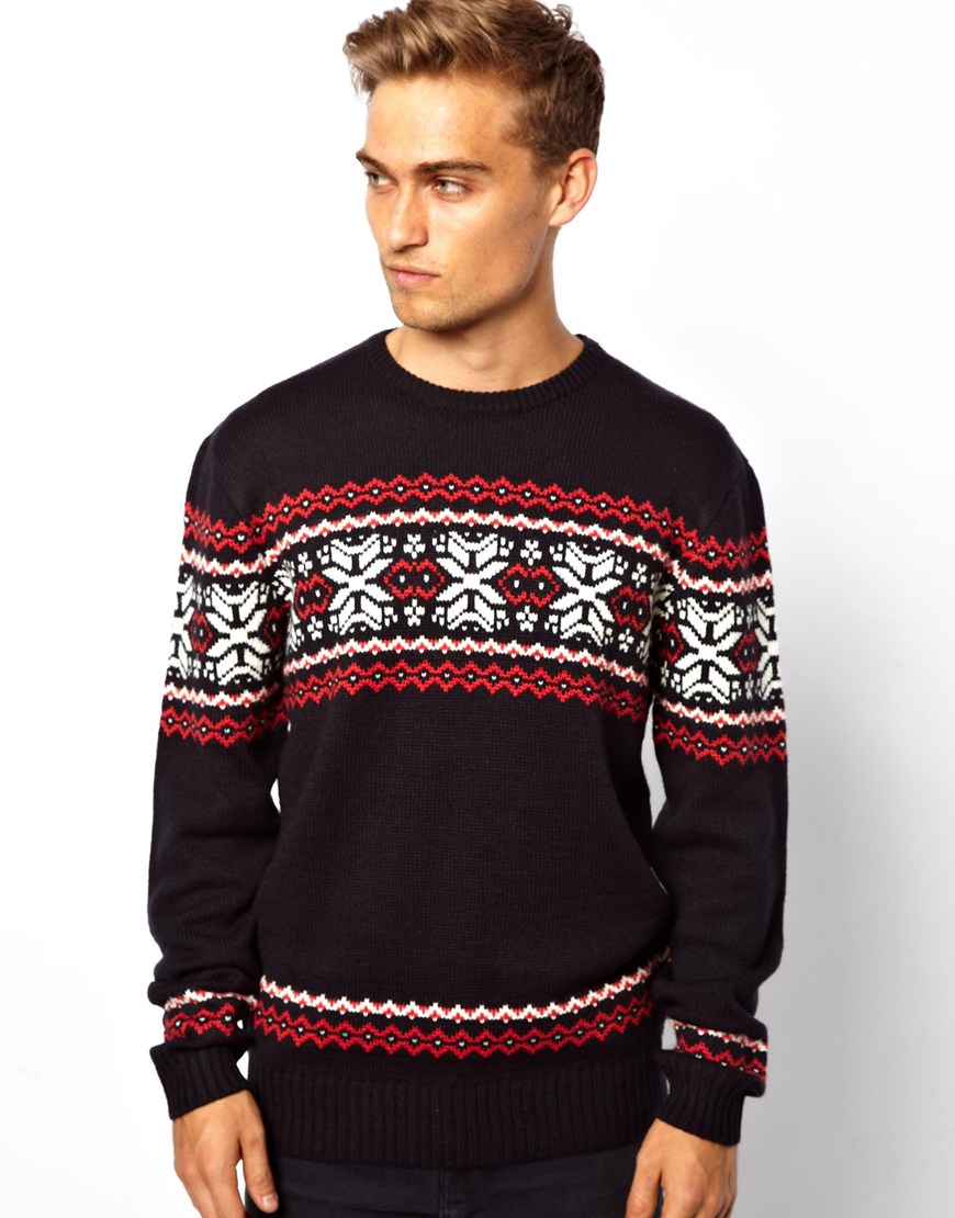 connection sweater snowflake in blue for lyst connection sweater snowflake in blue for lyst