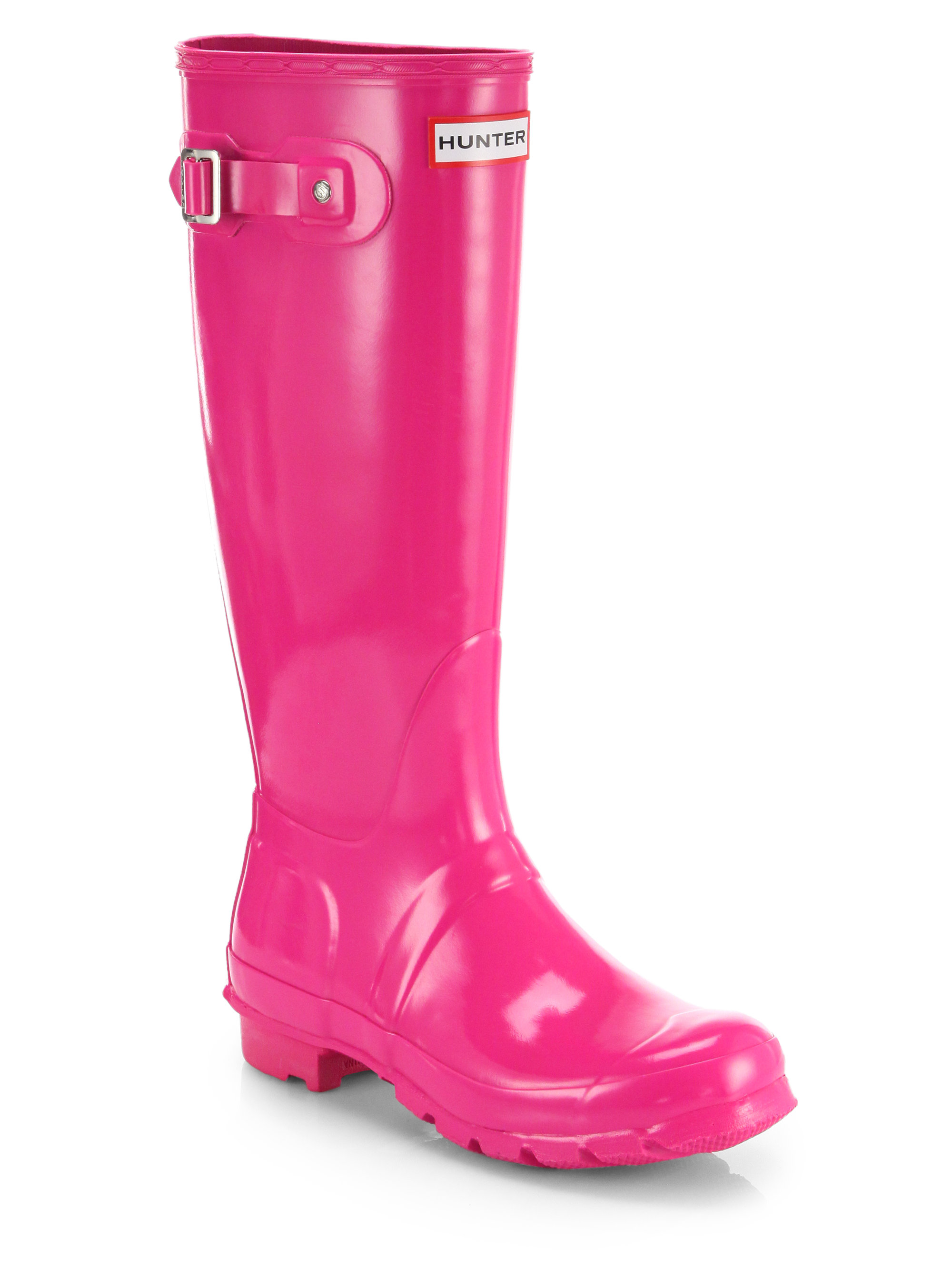 Hunter Gloss-Finish Original Rain Boots in Pink (LIPSTICK PINK) | Lyst