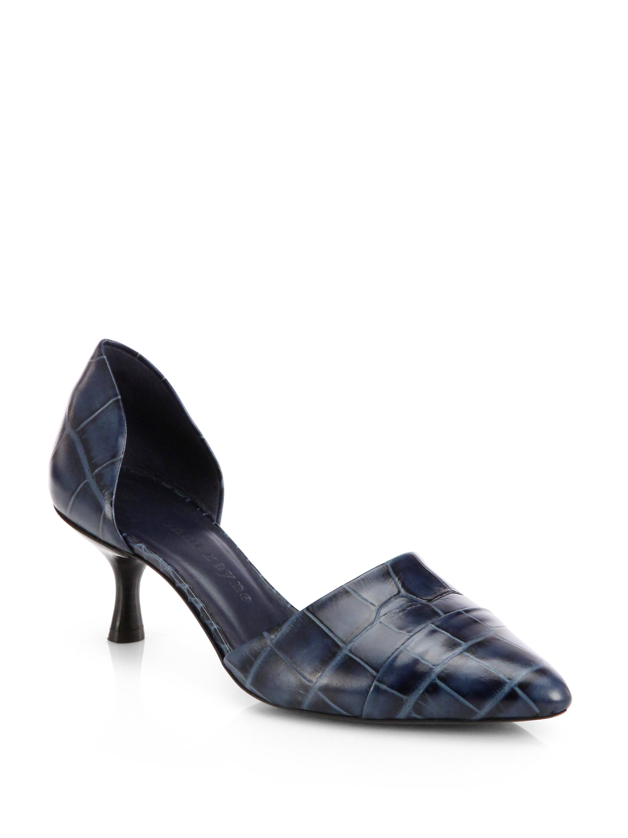 Lyst Jenni Kayne Crocodileembossed Leather D'orsay Pumps in Blue
