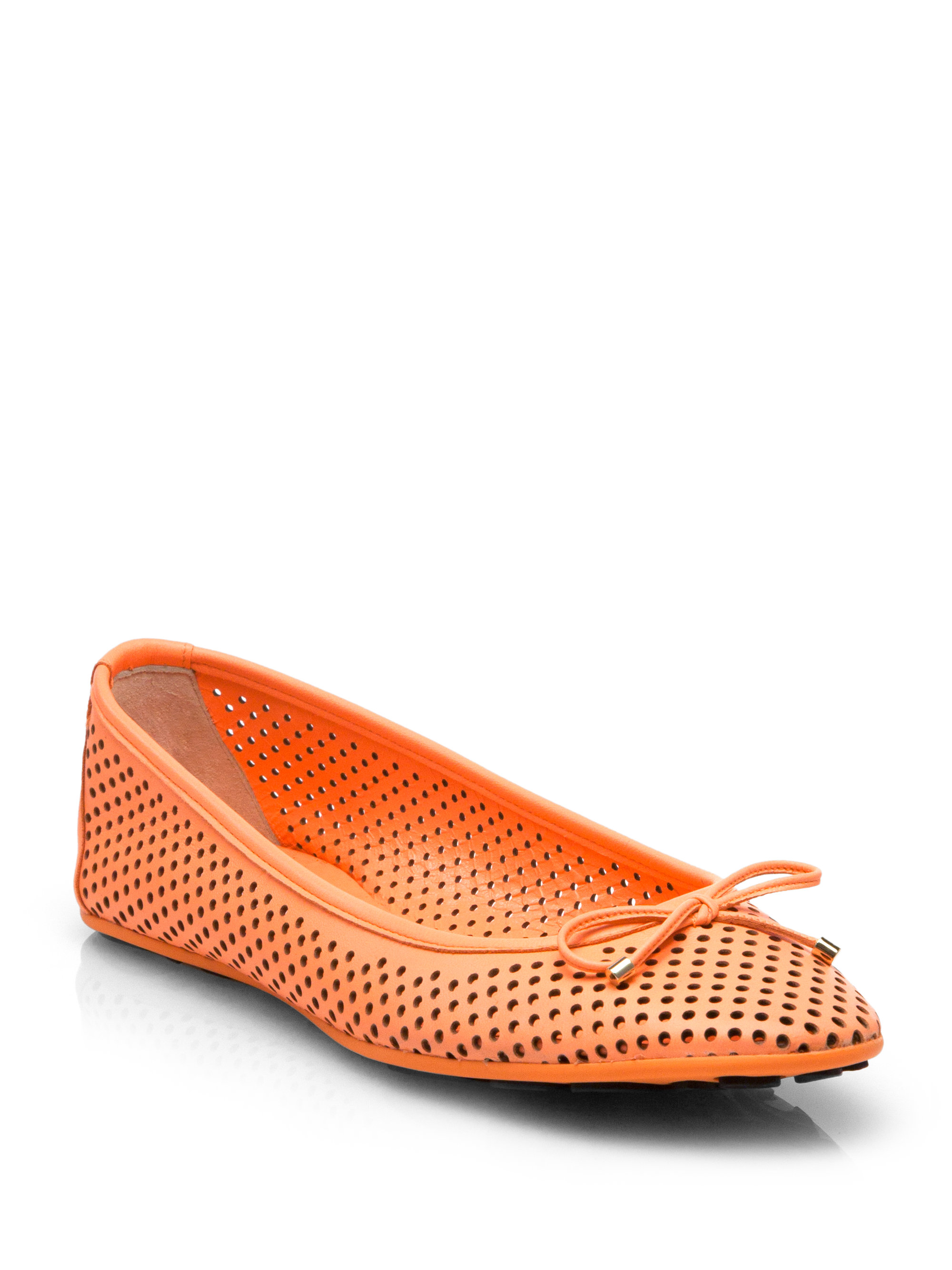 Jimmy Choo Walsh Perforated Leather Ballet Flats in Orange (GRAPEFRUIT ...