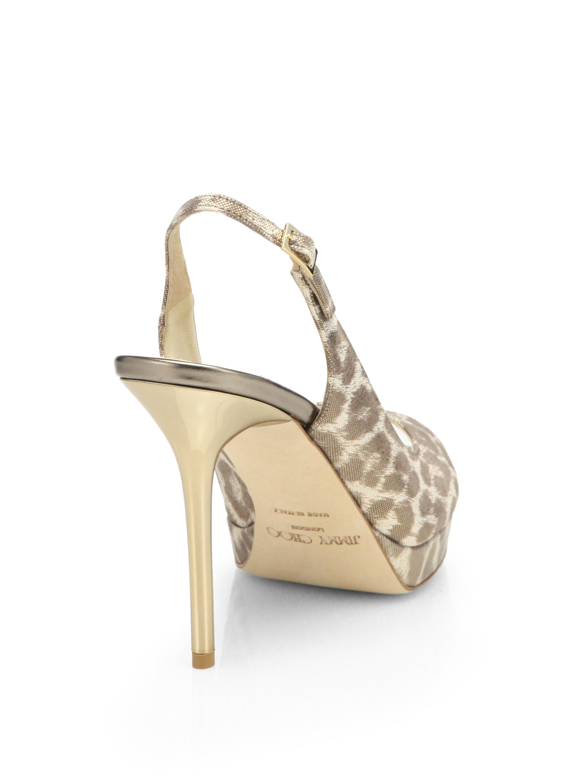 Jimmy choo Nova Leopard-Print Shimmer Suede Slingback Pumps in Metallic ...