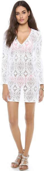 Milly Mykonos Crochet Tunic Cover Up in White - Lyst