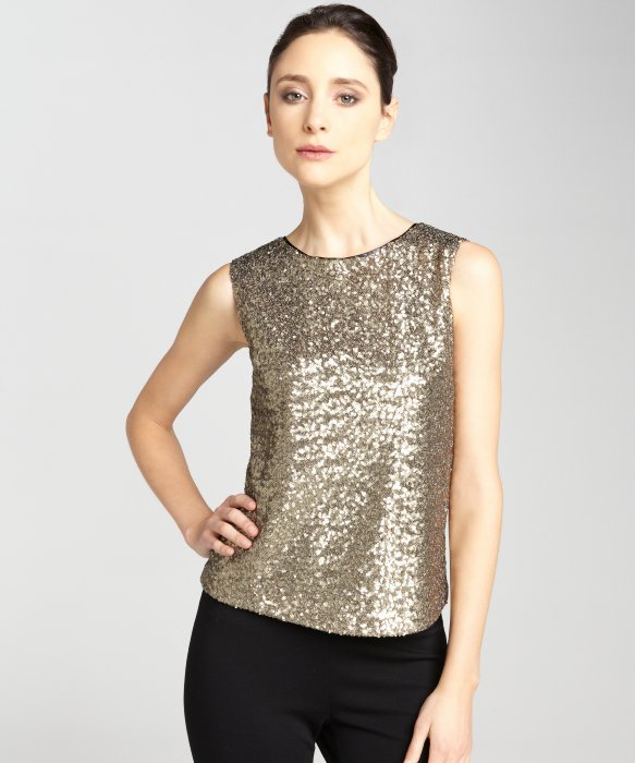 lyst tahari gold sequin fiana sleeveless blouse in metallic lyst tahari gold sequin fiana sleeveless blouse in metallic