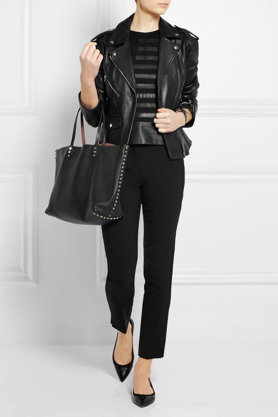 valentino rockstud medium leather tote