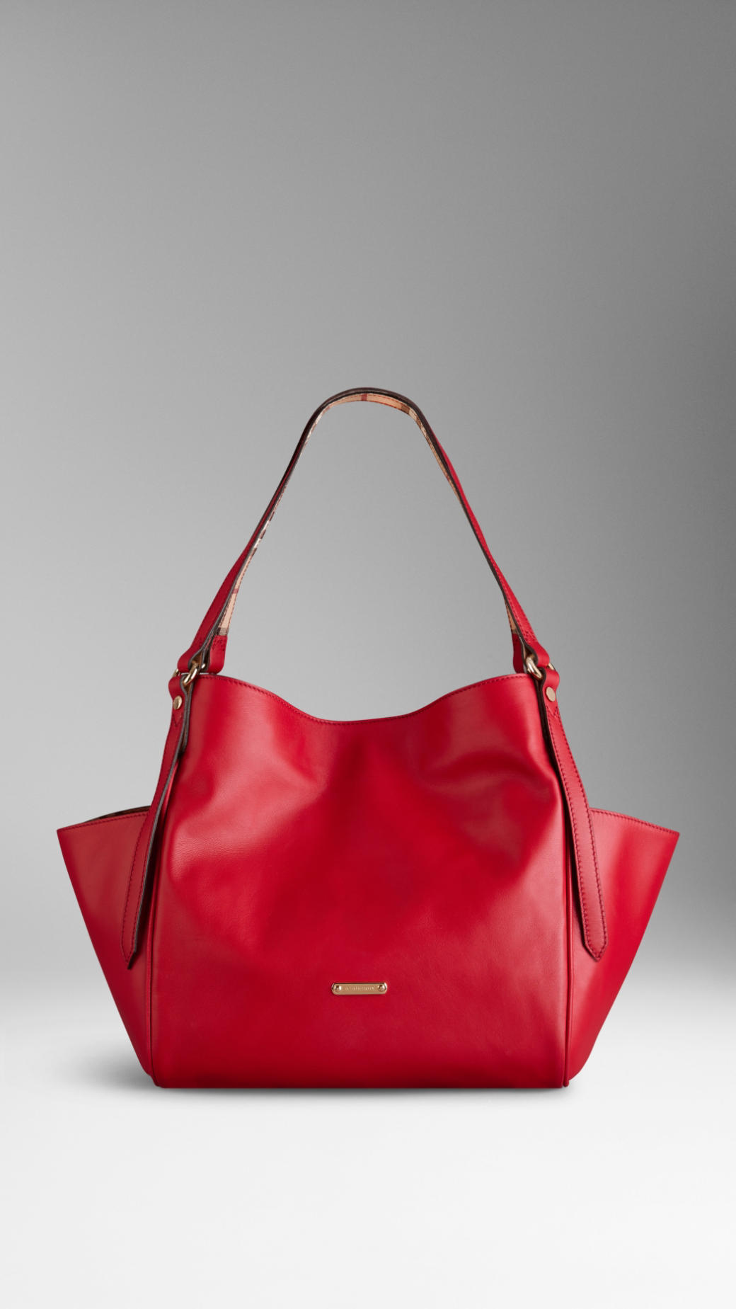 Lyst Burberry Small Na Leather Tote Bag In Red Gallery