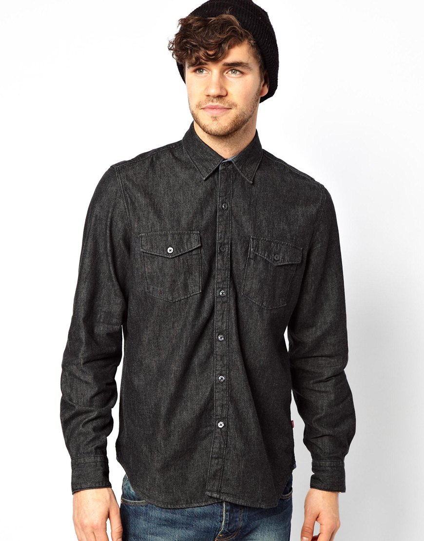 Lyst - Calvin Klein Western Denim Shirt in Black for Men