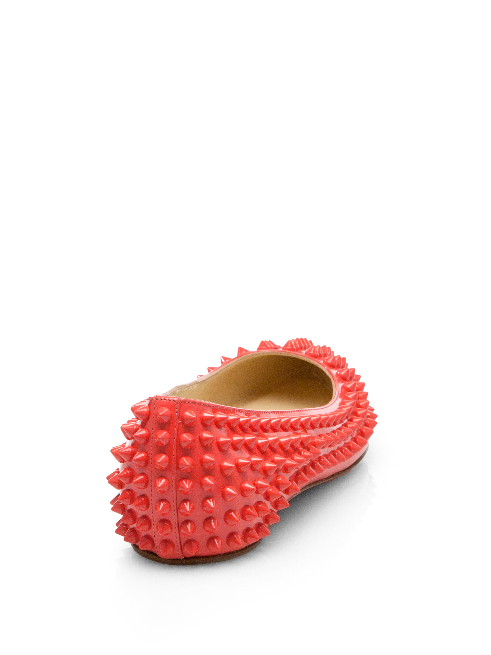 Christian louboutin Pigalle Spiked Patent Leather Flats in Red ...  