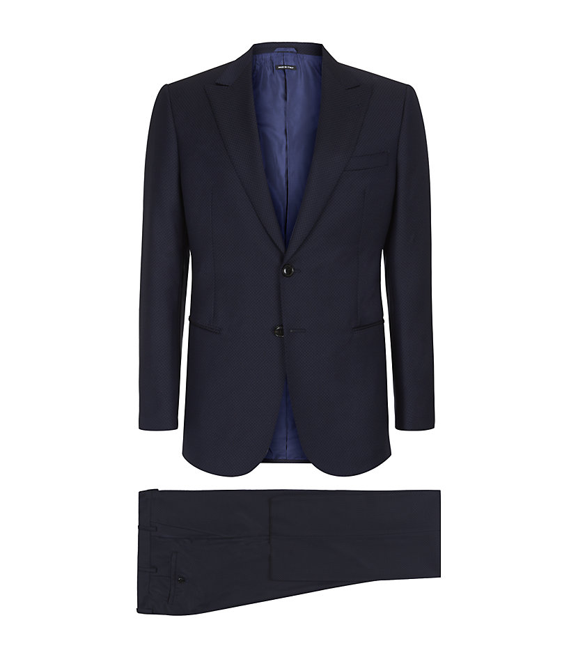 Giorgio Armani Tailored Checkerboard Suit in Blue for Men (navy) | Lyst