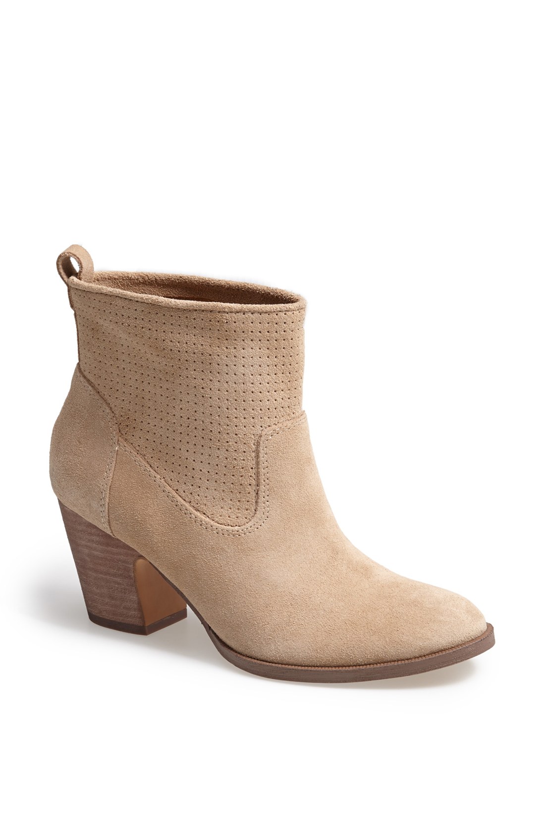 Ivanka Trump Tiffany Perforated Suede Bootie in Beige (Natural) | Lyst