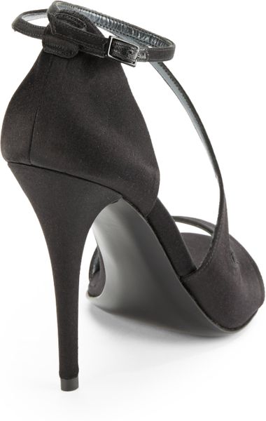 Stuart Weitzman Vixen Strappy Satin Evening Sandals in Black | Lyst