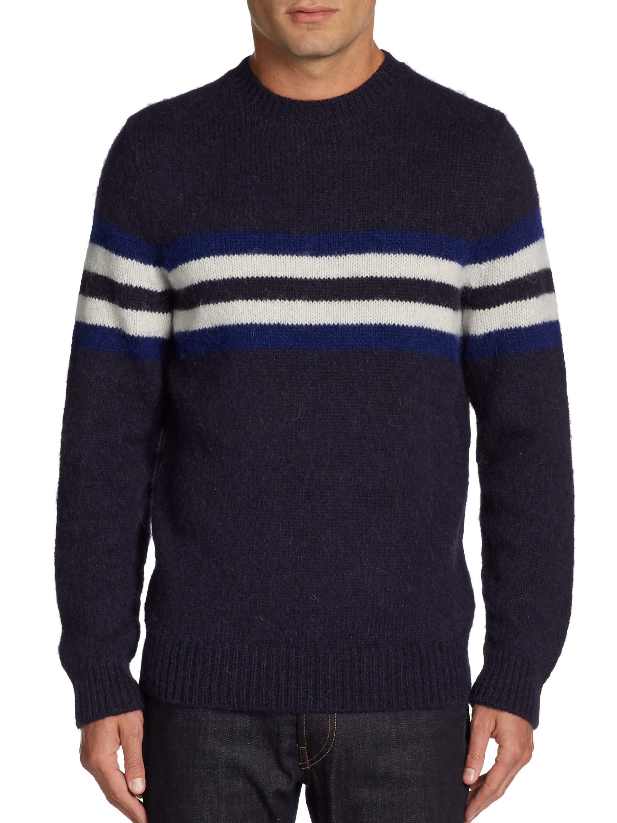 Vince Striped Alpaca Sweater in Blue for Men (COASTAL BLUE) | Lyst