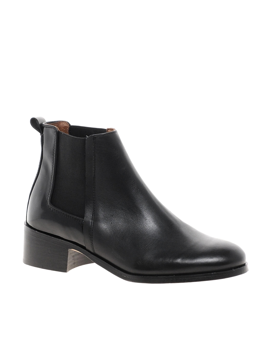 Asos Whistles Beaufort Black Flat Chelsea Boots in Black | Lyst