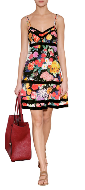 Lyst - Moschino Silk Floral Print Tiered Dress