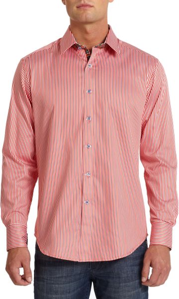 Robert Graham Nemo Striped Cotton Shirt in Pink for Men (SALMON) | Lyst