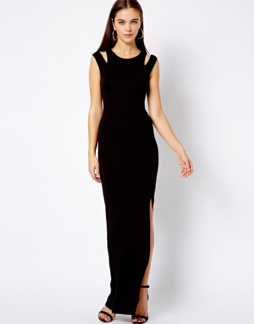 Asos New Look Cut Out Shoulder Maxi Dress in Black | Lyst