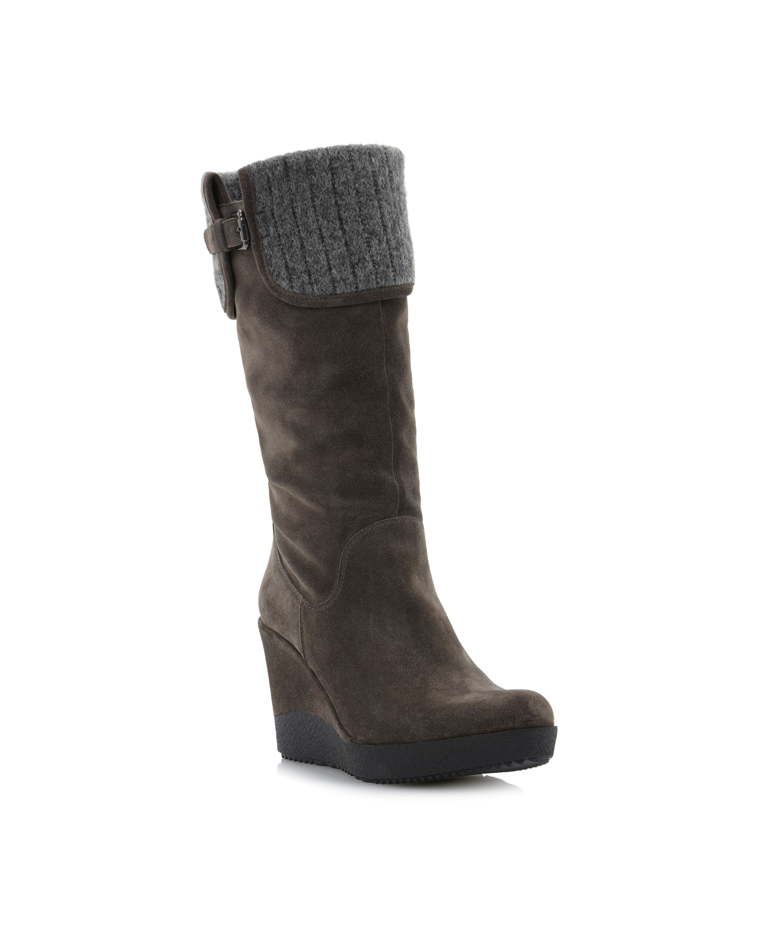 Dune Romas Fold Over Fabric Cuff Boots in Gray (Grey) | Lyst