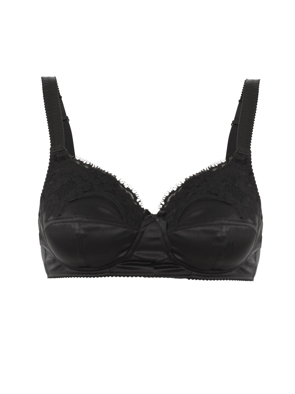 Lyst - Dolce & Gabbana Stretch satin Lace Trim Bra in Black