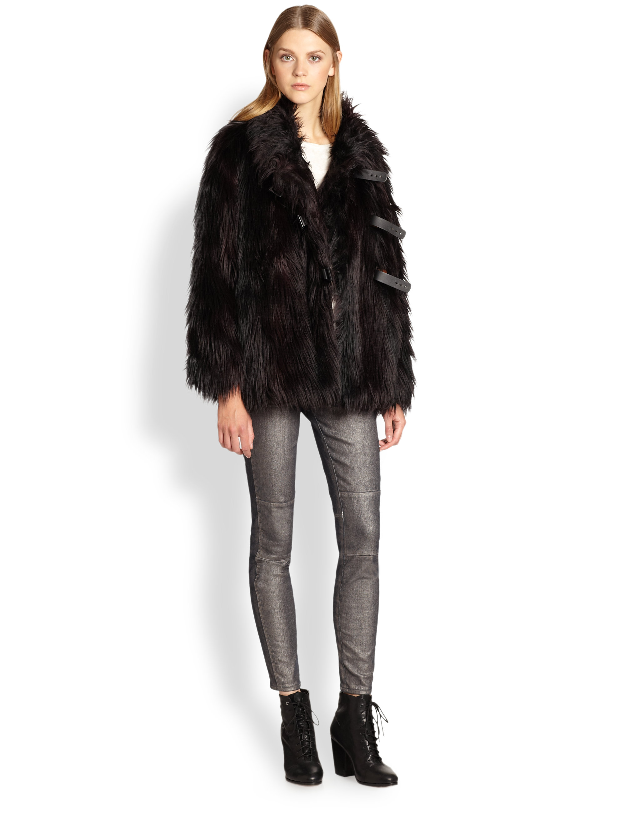 Lyst Marc By Marc Jacobs Lex Faux Fur Jacket in Black