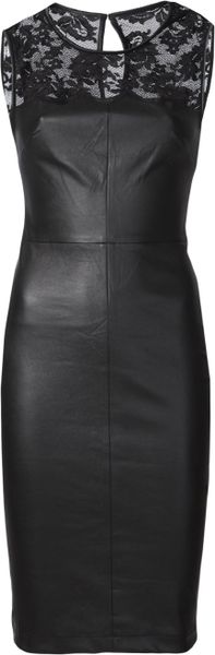 Robert Rodriguez Leather and Lace Dress in Black | Lyst