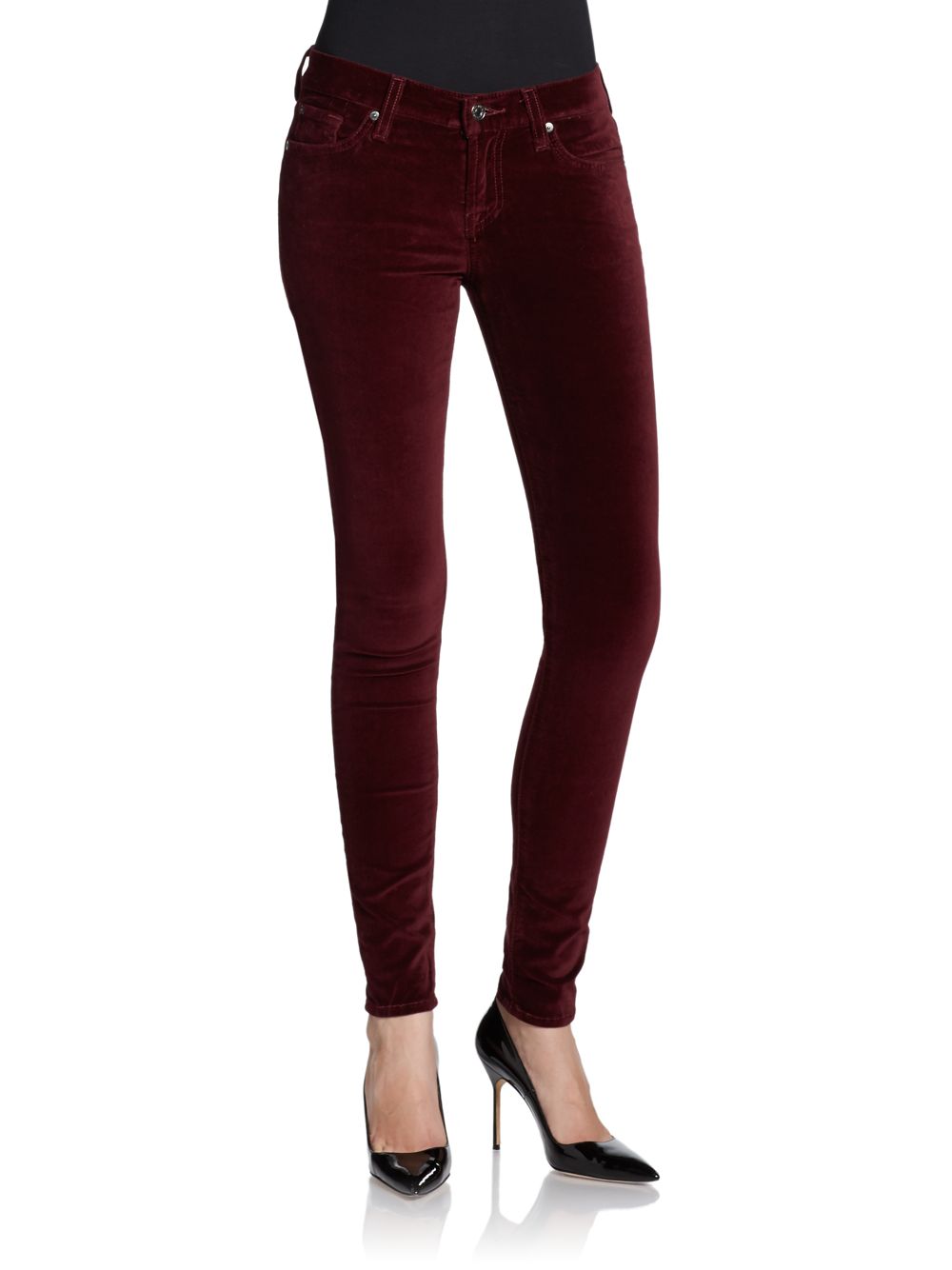 Lyst - 7 For All Mankind Gwenevere Velvet Skinny Pants in Brown