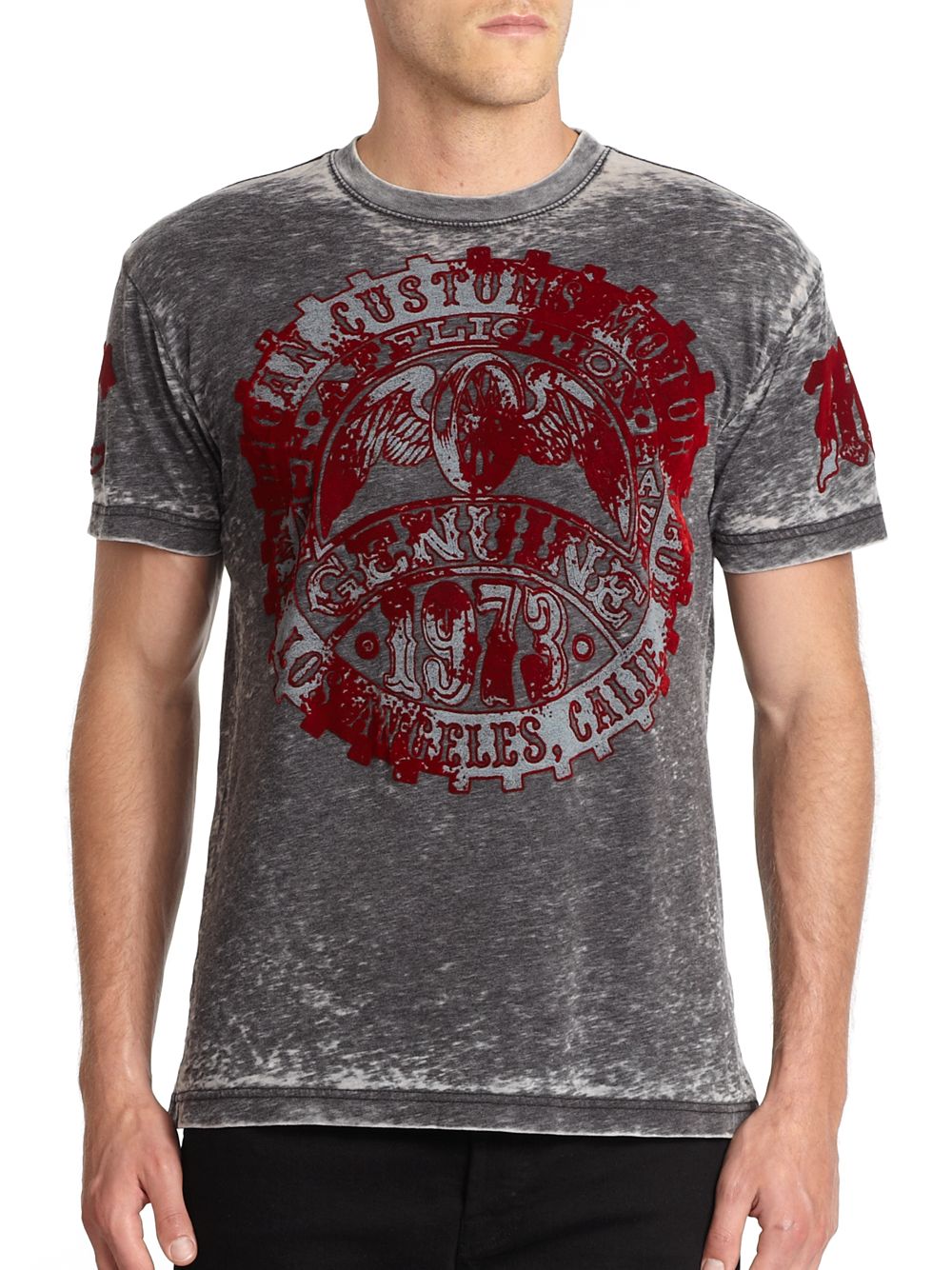 Affliction Burnout Wash Graphic Tee in Red for Men (grey red) | Lyst
