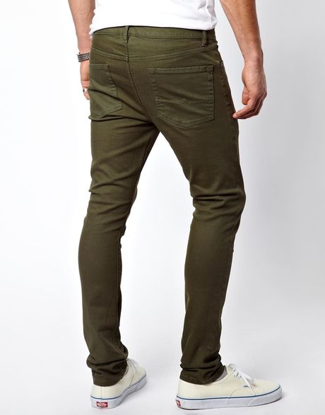 Asos Super Skinny Jeans in Green for Men (Khaki) | Lyst