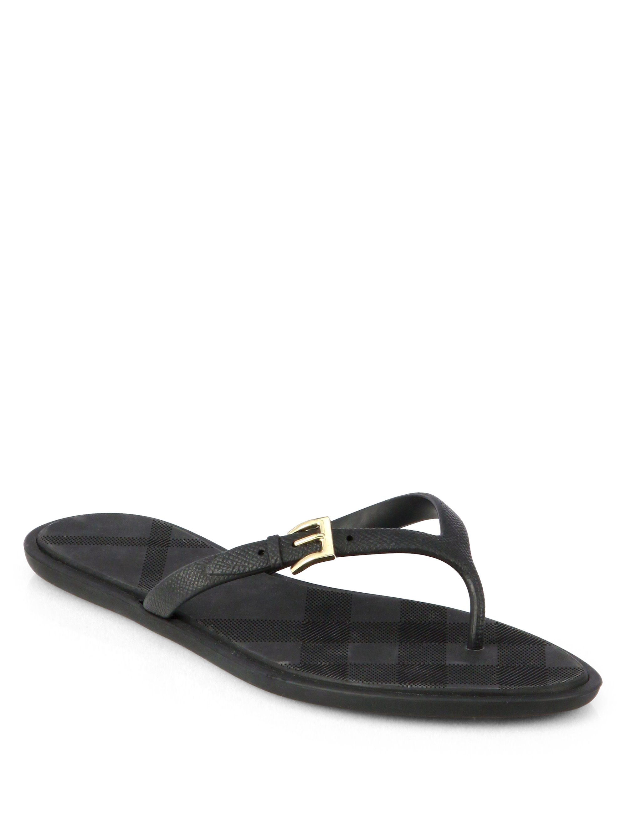 Burberry Wallford Rubber Flip Flops in Black | Lyst