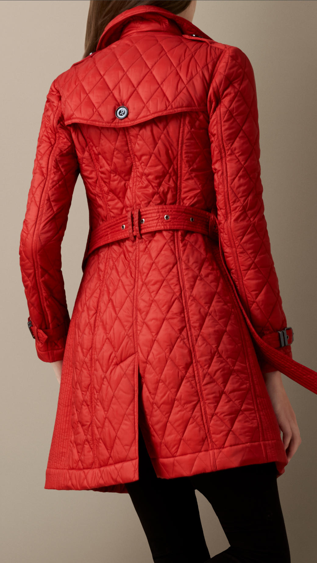 Lyst Burberry Mid Length Diamond Quilt Trench Coat in Red