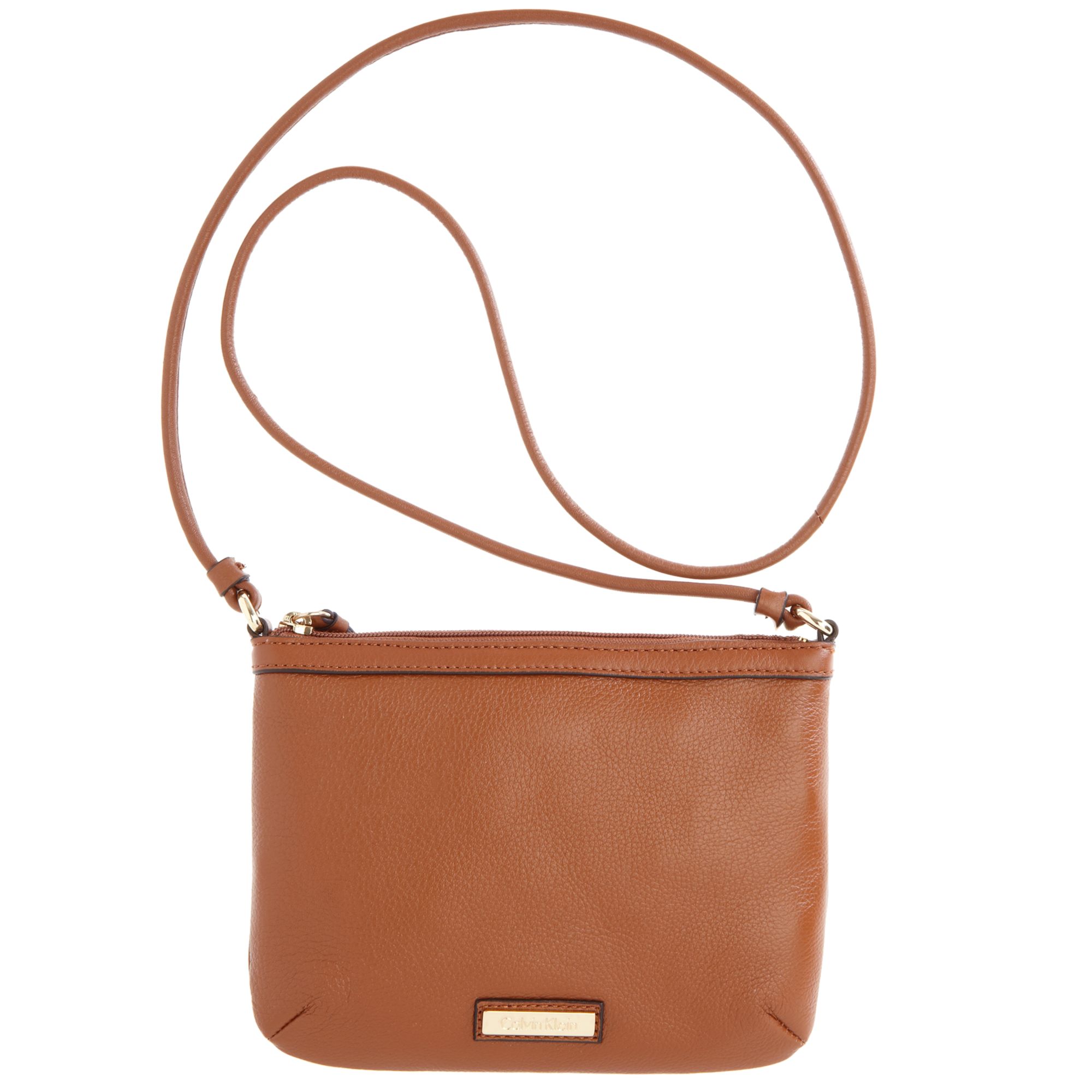 Calvin Klein Pebble Leather Crossbody in Brown (Luggage) | Lyst