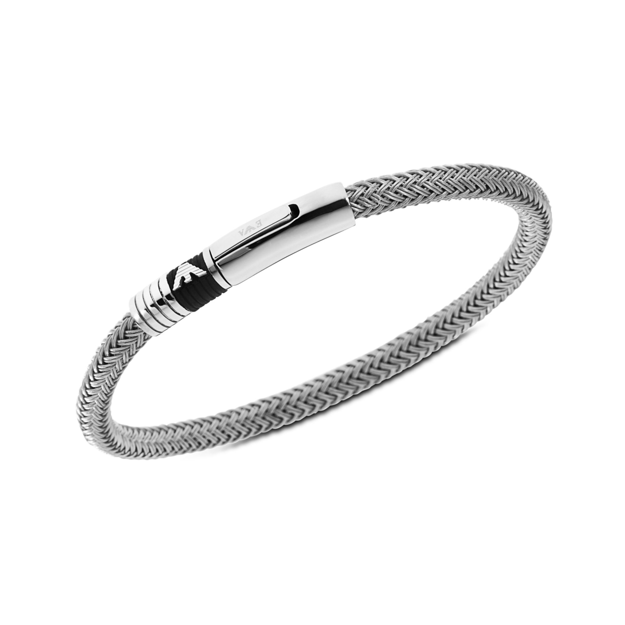 Lyst Emporio Armani Stainless Steel White Braided Cord Bracelet Gallery