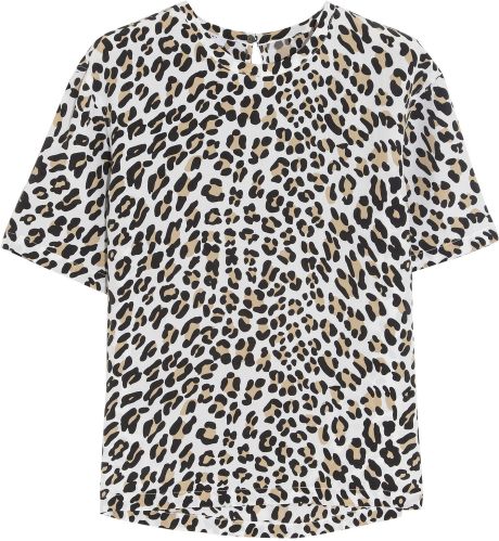 Equipment Logan Leopard-print Washed-silk Top in Animal (White) | Lyst