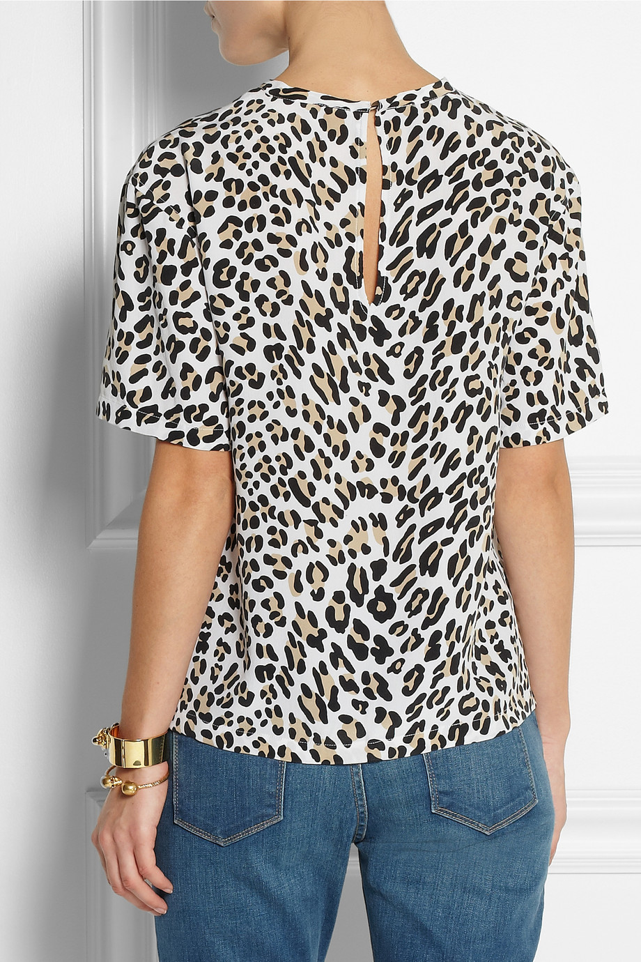 Lyst - Equipment Logan Leopard-print Washed-silk Top in White