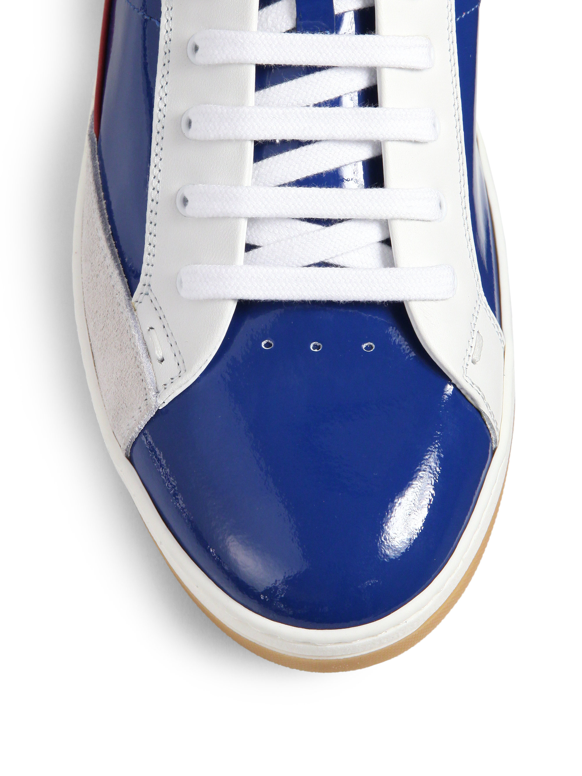 Lyst - Fendi Patent Laceup Sneakers in Blue for Men