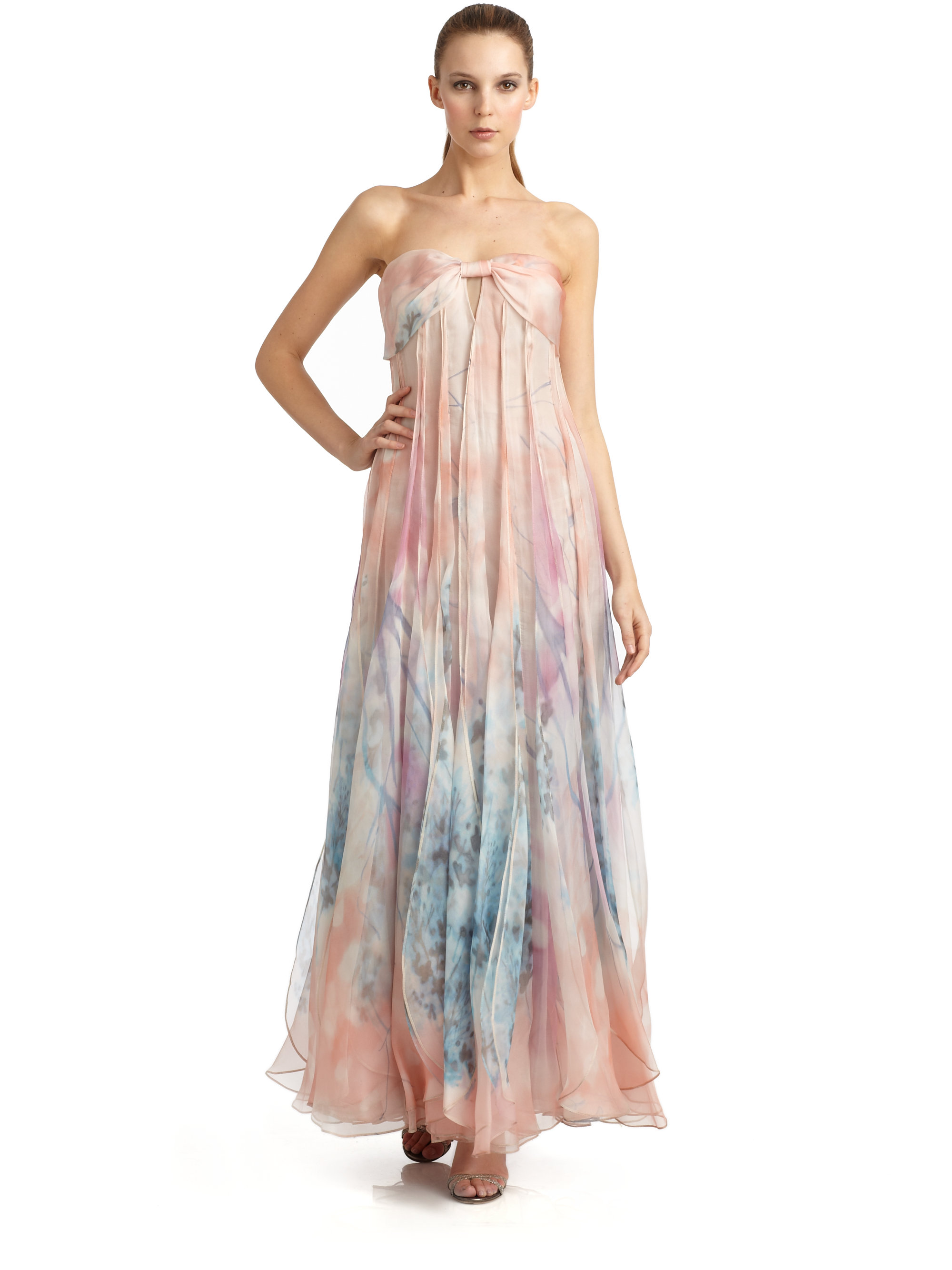 Watercolor Dresses Photo Dress Wallpaper Hd Aorg Lyst Giio Armani Watercolor Fl Print Silk Strapless Evening