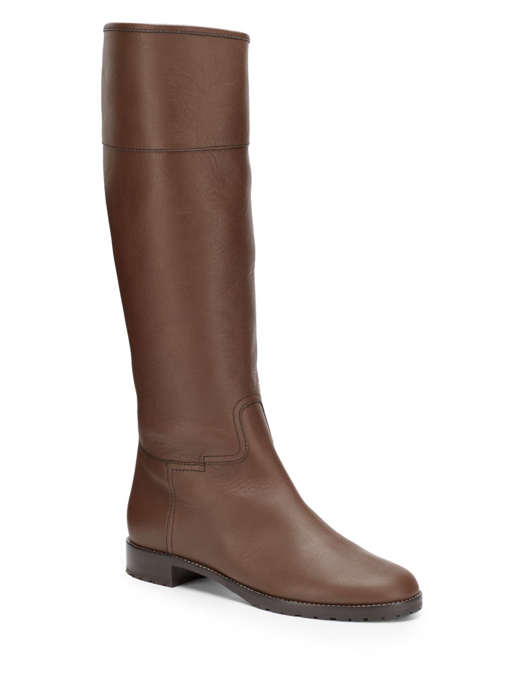 Lyst - Giuseppe zanotti Flat Leather Riding Boots in Brown